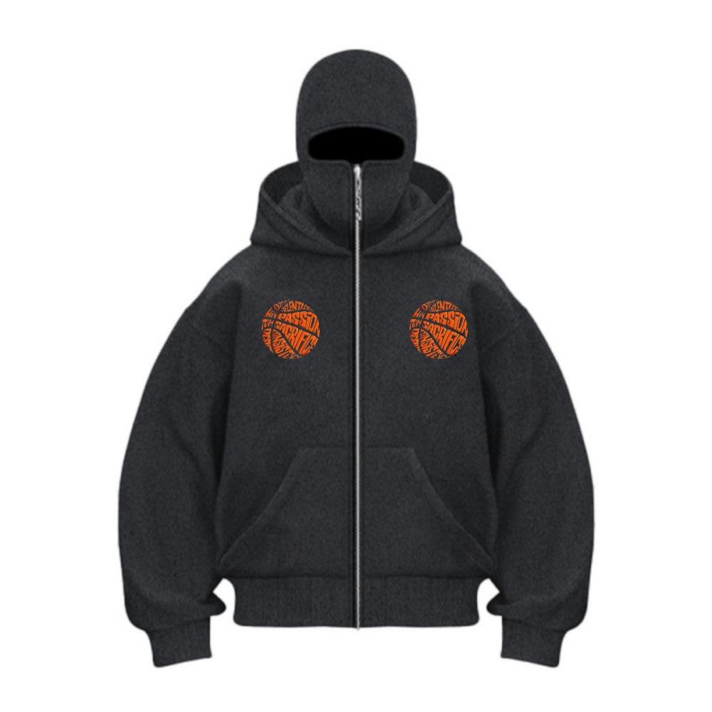 Men's Zipper Hoodie Winter Warm Casual Sweatshirt Y2K Hoodie Mask Zipper Design Sports Jacket Outdoor Activities