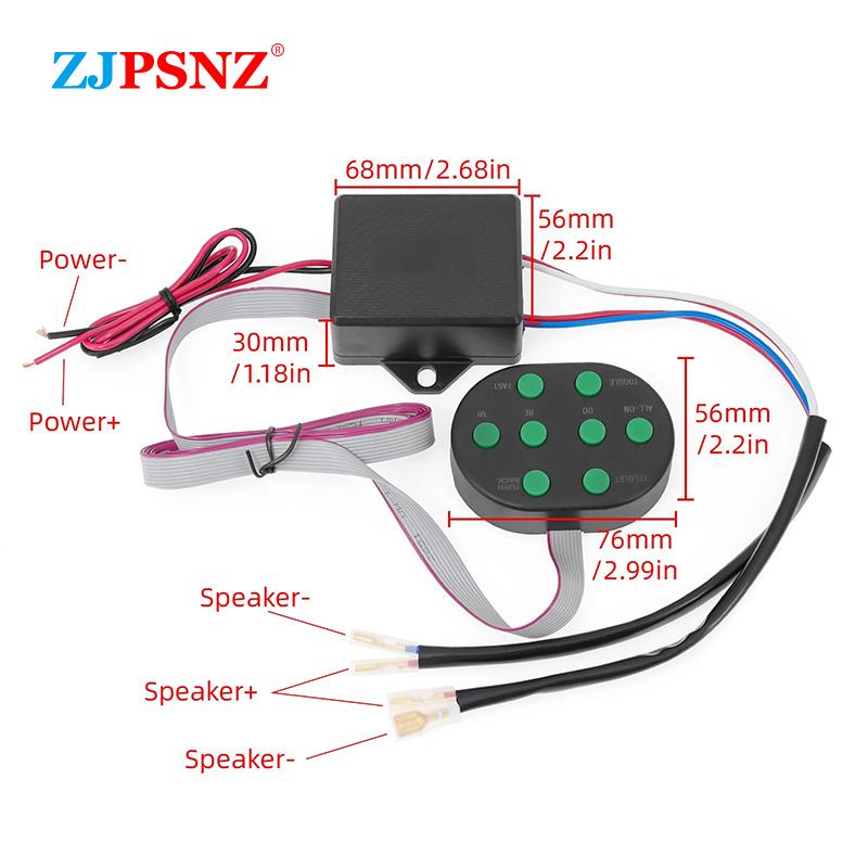 12V 8 Tones Musical Air Horn Electric Snail Horn For Vehicles Motorcycles Car With 8 Sounds Control Box Button Universal