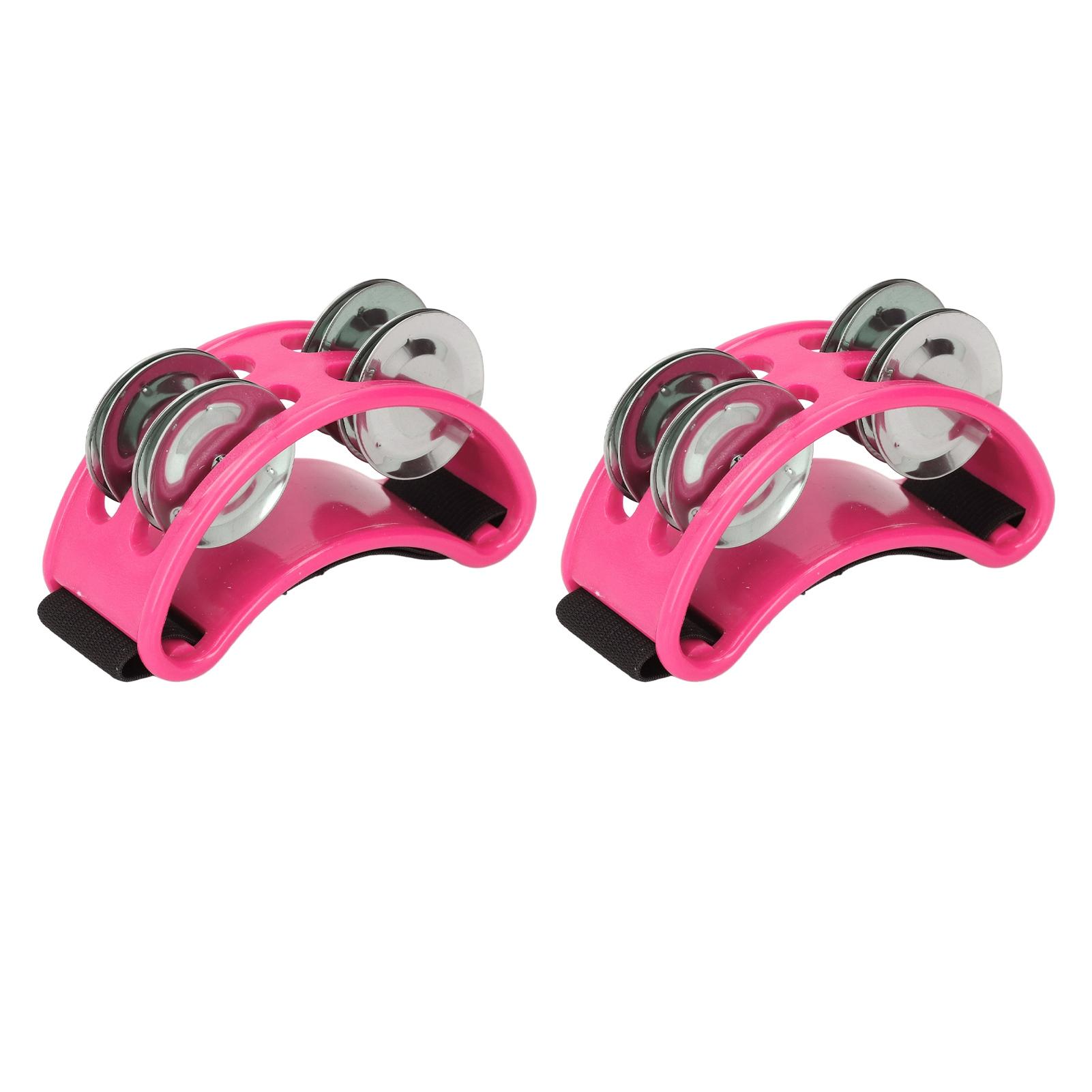 

2PCS Foot Tambourine Percussion Musical Instrument Percussion Pedal for Concert Party Pink