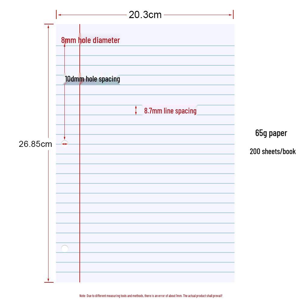 American Three-Hole Colored Loose-Leaf Notebook with Lined Refill Pages
