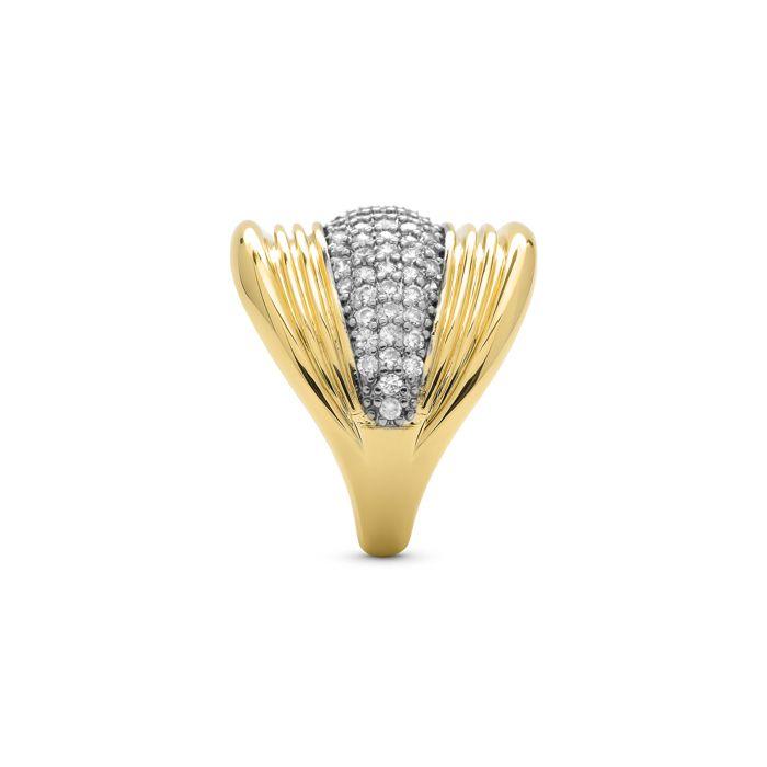 Bague - LUXENTER - Dushli - Or jaune 18 carats - Zircone brillante - Largeur 21 mm