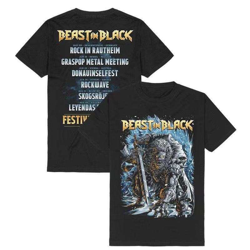 Nya metallbandstryckta T-shirts för sommar och höst 2025 lösa, avslappnade och sportiga kortärmade streetwear för män och kvinnor