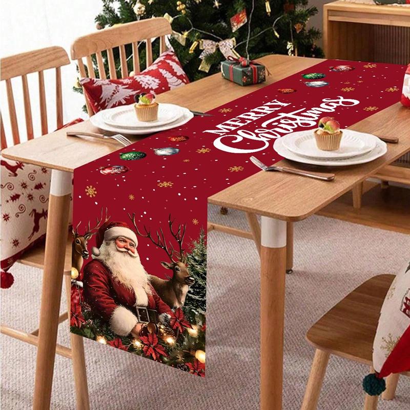 Weihnachts-Tischläufer im Vintage-Stil Retro Weihnachtsmann Tischdecke Weihnachtsdekorationen für Zuhause 2026 Navidad Noel Geschenk Neujahr 2026