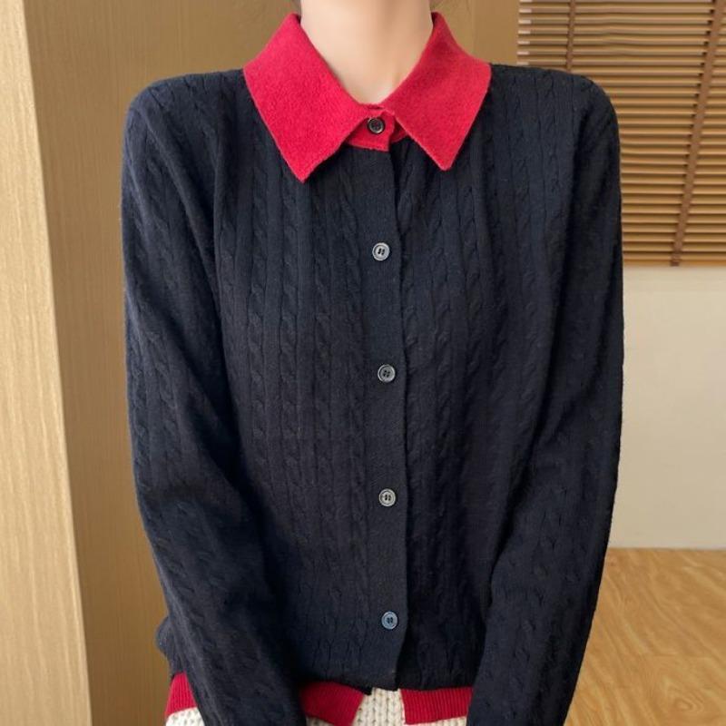 Cárdigan de Punto Falso de Dos Piezas Otoño Invierno Chaqueta Nueva Jersey Top Holgado