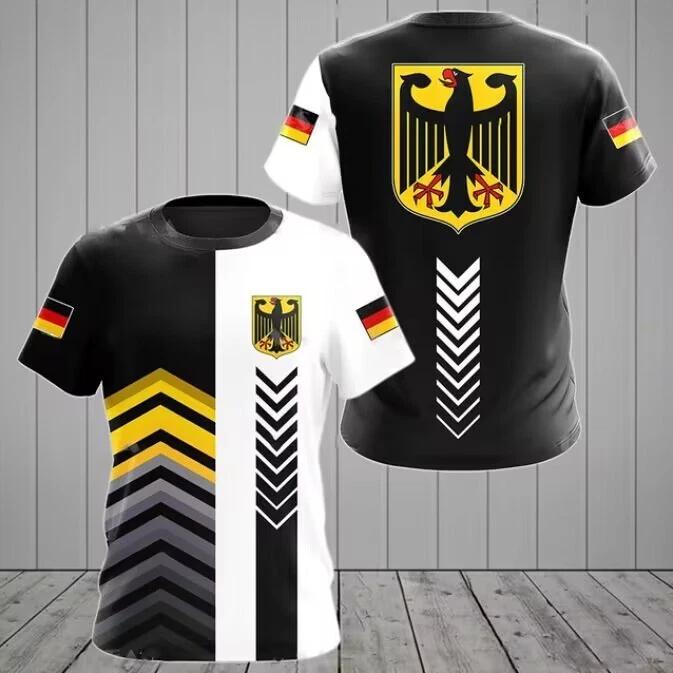 German Germany Flag Eagle Sports Short Sleeve T-Shirt Tee Polyester L