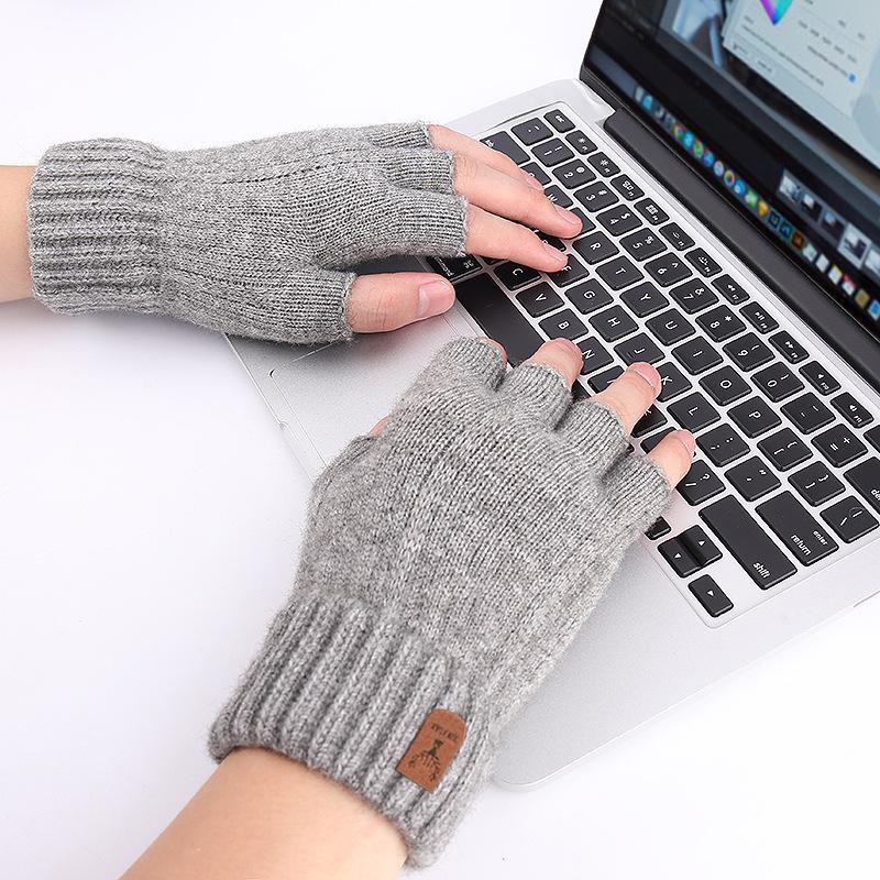 Winter Alpaca Wool Fingerless Gloves for Men, Women, Students - Ideal for Cycling and Writing