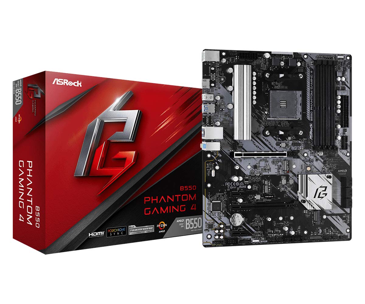 

ASRock AMD Ryzen серії 5000 сумісна материнська плата ATX з чіпсетом B550 Авторизований дистриб’ютор B550 Phantom Gaming 4 (Розетка AM4) [Вітчизняний продукт]