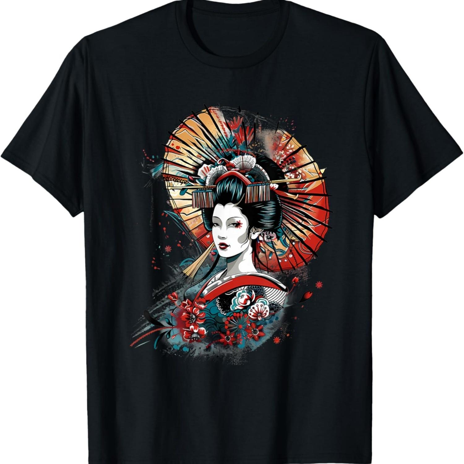 Geisha  Art Kimono Sakura Cherry Blossom T-Shirt S чёрный