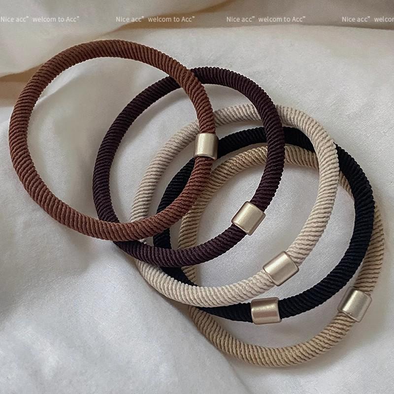 Korean Style High Elasticity Black Hair Tie for Women - Durable, Flexible Rubber Band for Ponytails and Hair Accessories