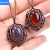 European and American retro personalized fashion hollow lace natural crystal stone water drop pendant green aventurine necklace jewelry