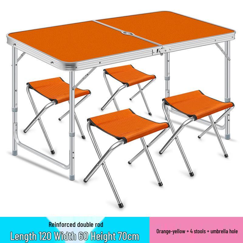 Portable Aluminum Alloy Folding Table and Chairs for Outdoor Camping, Night Market, and Leisure Activities