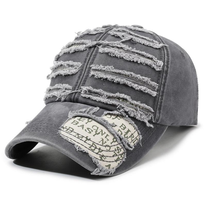 Новая однотонная рваная бейсболка, вымытая джинсовая кепка-snapback, хип-хоп, дышащая уличная одежда, потертые кепки для женщин и мужчин 56-60cm серый