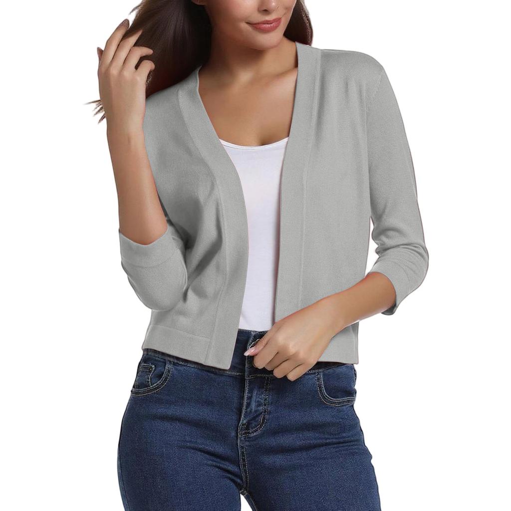 Women's Fashion Versatile Short Jacket Knitted Cardigan Colour Tops