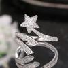 Super Fairy Design Ring, Five-Pointed Star Cut Ring, Double-Wrapped Sun, Moon And Stars Engagement Open Ring