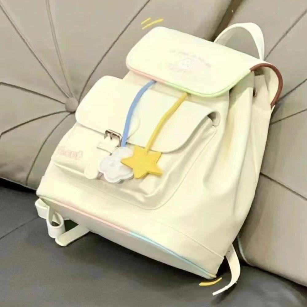 Top Handle Students Cute Schoolbag Daypack Y2k Shoulder Bag Casual Drawstring PU Backpack Travel