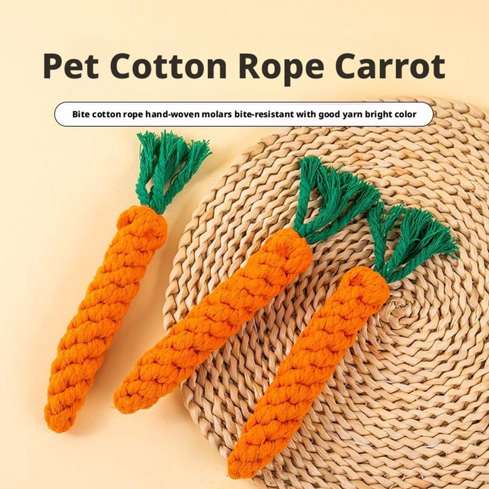 Carrot Dog Chew Toy Dental Rope for Teeth Cleaning Safe & Durable Braided Cotton Rope Puppy Teething Cleaning Toy