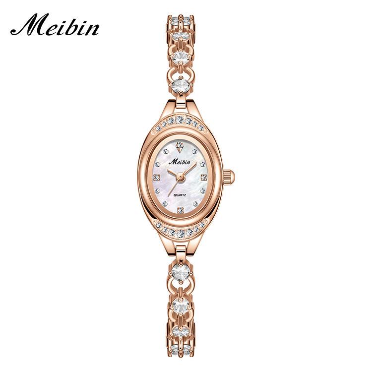 MEIBIN Women s Luxury Diamond Inlaid Bracelet Watch розового золота