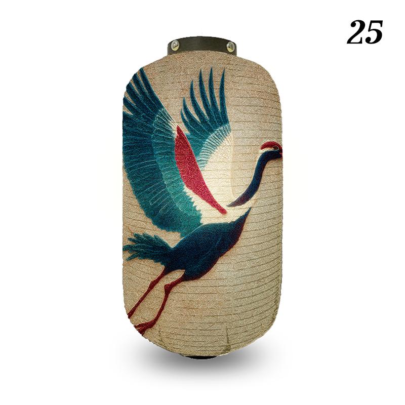 Japanese Style Lantern Ukiyo-e Style Flying-crane Printed Outdoor Bar Bistro Lantern Sushi Restaurant Hanging Lantern Decoration