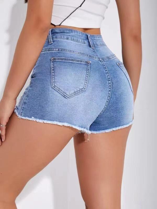 European & American High-Waisted Ripped Denim Hot Pants - Summer Fashion Street Style Jeans Shorts