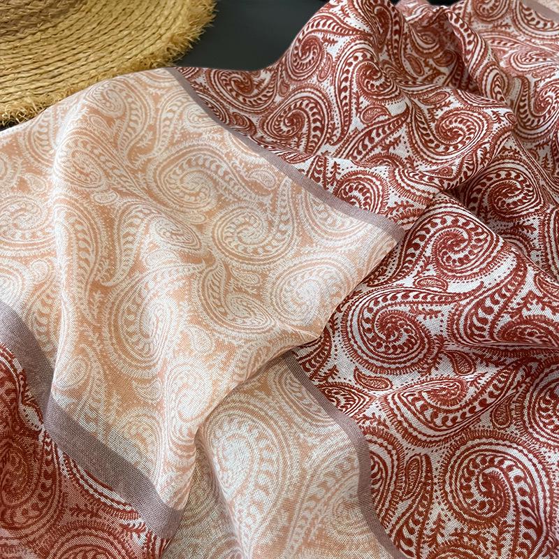 Women's Spring & Autumn Cotton-Linen Scarf: Airy Beach Shawl & Sun Protection Accessory.