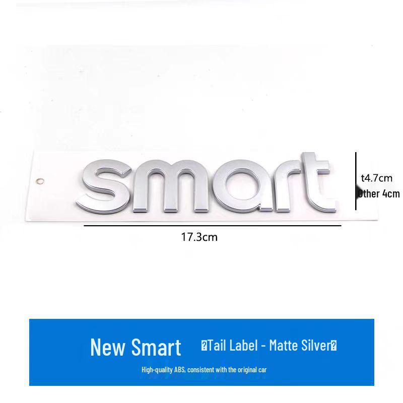 Compatible with Mercedes Smart Front & Rear Emblems, 'Smart Little Elf' Letter Stickers, Modified Car Tail Number Decals