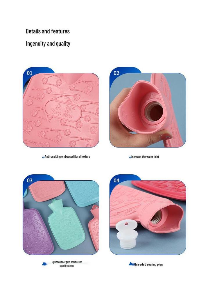 500ml Cartoon Print Hot Water Bottle with Thick Cloth Cover - Old-Fashioned Hand Warmer