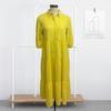 Women's 45720 Sleeve Maxi Dress Button Up Lapel Swing Dress with Pockets A-line Ruffles