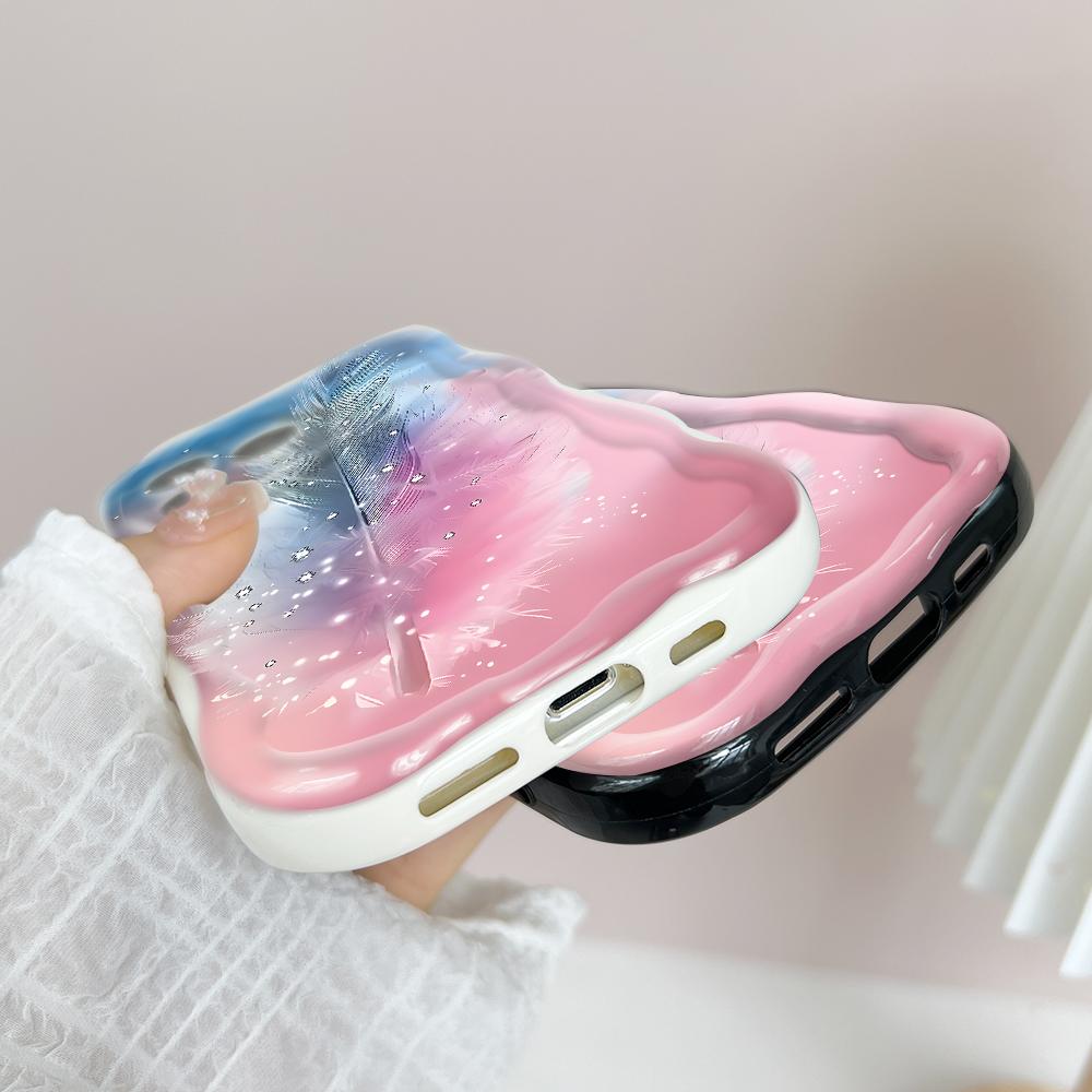 Cute Cartoon Pattern Cream Texture Casing Wavy Edge Soft Silicone Cover Phone Case for Xiaomi Redmi