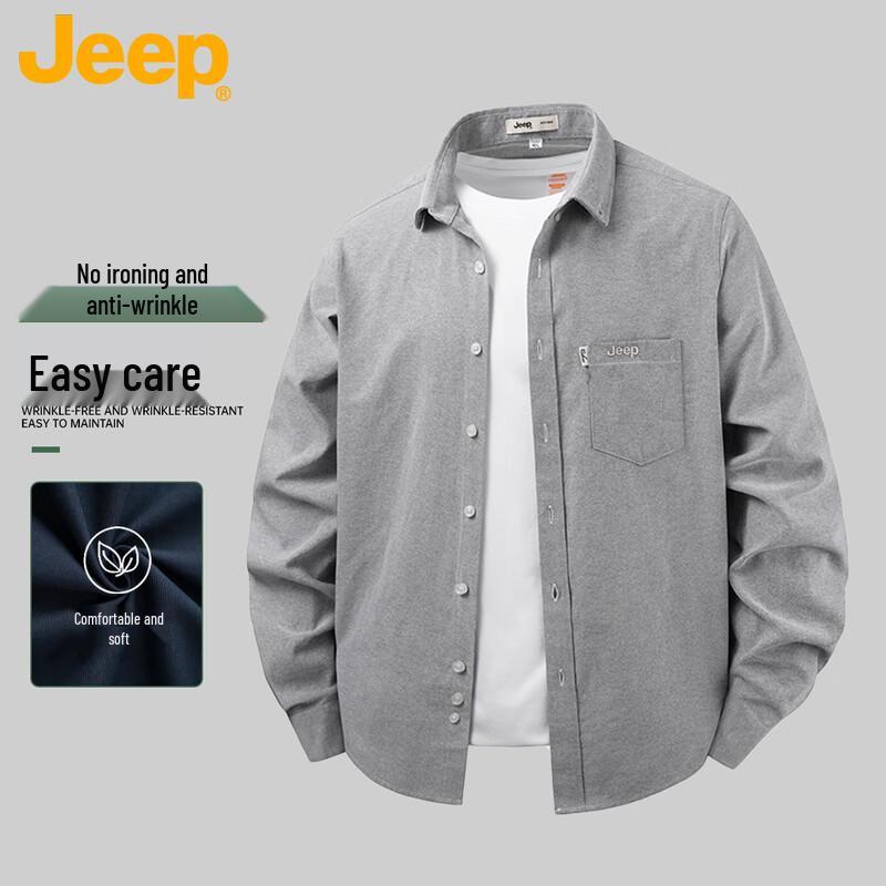 JEEP Unisex Retro Solid Color Long Sleeve Casual Shirt