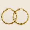 Gold Stainless Steel Twisted Hoop Earrings - Large, Fashionable, Hong Kong Style, High-End Design