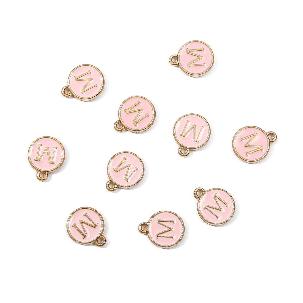 10Pcs Metal Enamel English Letters Charms Pendant For DIY Jewelry Making Necklace Bracelet Accessories