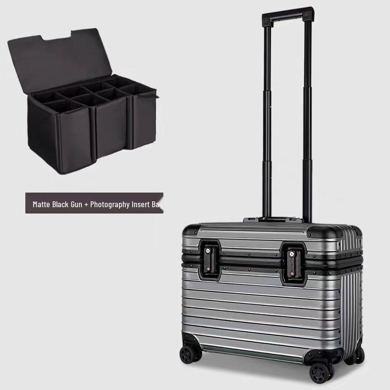 18-Inch Men's Aluminum-Magnesium Alloy Camera Carry-On Suitcase