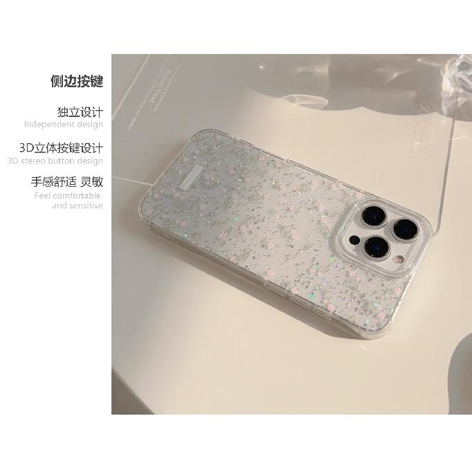 Gentle pink rose case suitable for Apple 17 Pro Max, 15 fresh spring style, iPhone 14 glitter, 11 transparent