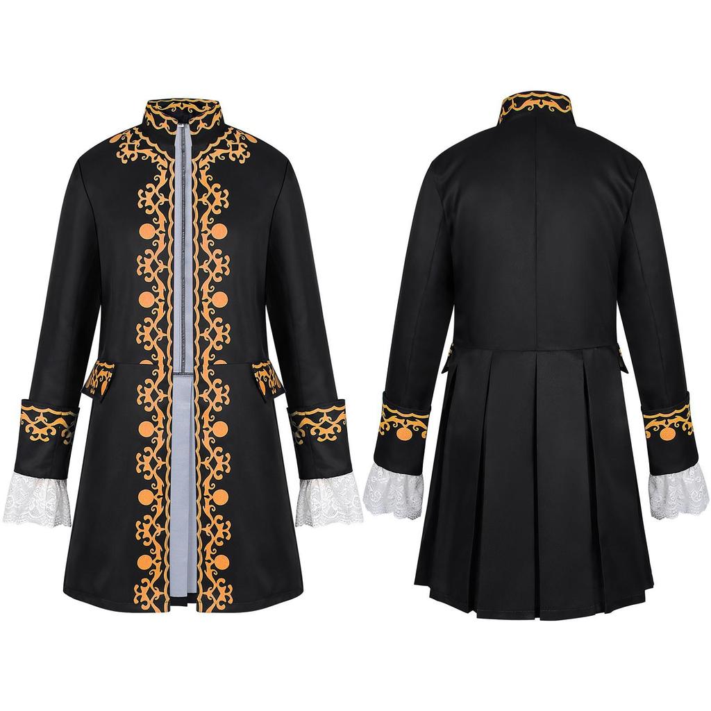 Herren Mittelalter Langarm Stehkragen Jacke Smoking Abendkleid Kleidung Prinz Biest Cosplay Kostüm Outfit Halloween Karneval Kostüme