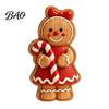Wooden Gingerbread Man Ornaments Christmas Ornament, Hand Painted Vintage Tabletop Durable Wood Figurines Figurine, Rustic Holiday Decor for