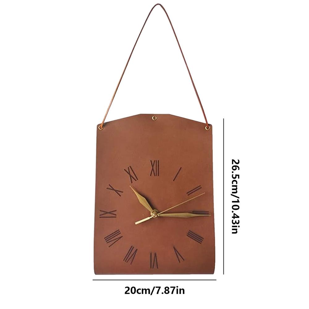 Indoor Wall Clock Silent Modern Clock Diner Room Clock PU Leather Clock Vintage Clock Decorative Wall Clock for Home Living Room
