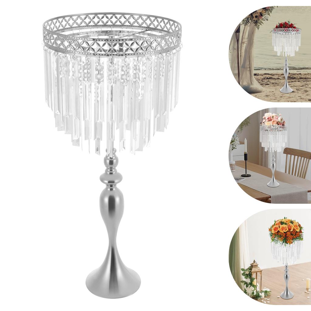 80cm Acrylic Flower Holder,Silver/Gold Crystal Flower Stand Tabletop Standing  for Wedding,Birthday Parties