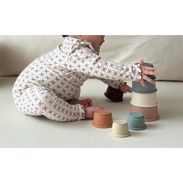ArtiRabbit Toddler Silicone Stacking Cup Cup Stacking Toy Set, 1 Set, Oat Brown, Korean Baby Products
