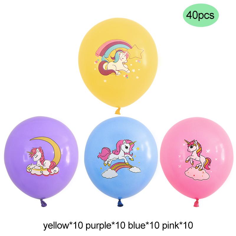 10-40Pcs Cartoon Unicorn Latex Balloons Girls Rainbow Unicorn Theme Birthday Party Decoration Supplies Kids Gift Helium Globos
