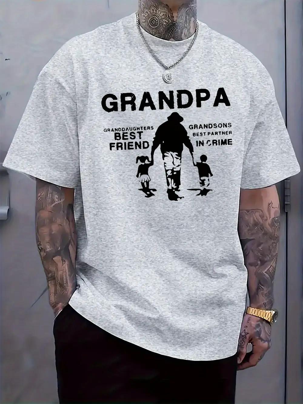 Grandpa-Themed Graphic T-shirt - Casual Crew Neck M