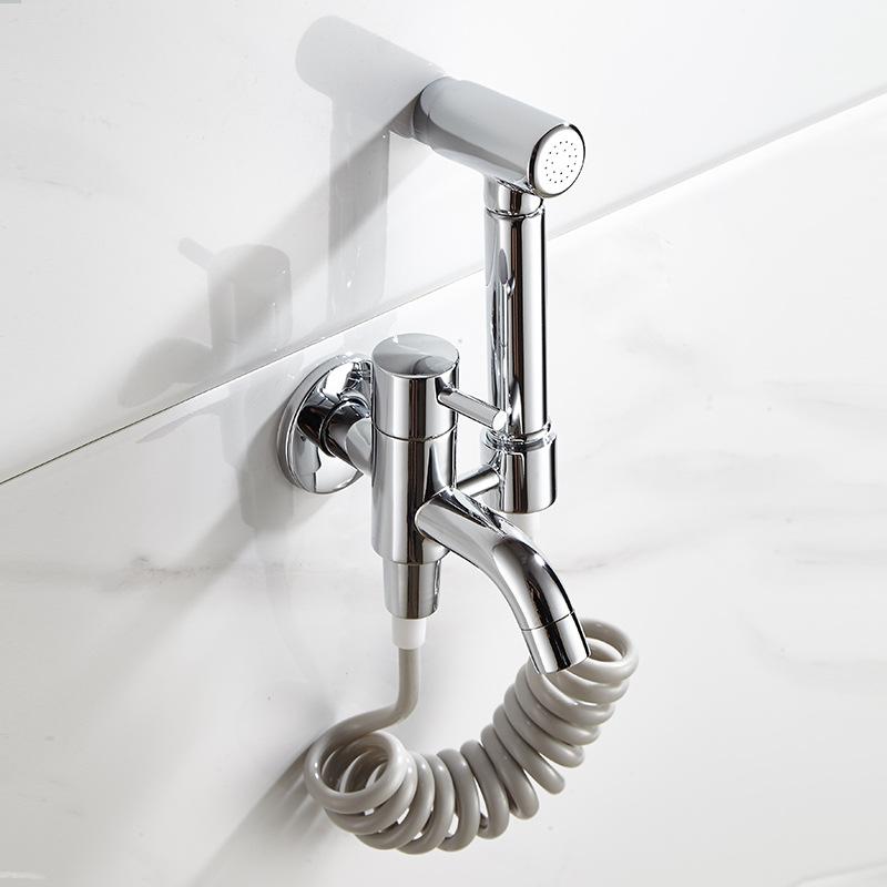 High Pressure Non Electric Eco-Friendly Easy Installation Modern Brass Wall-Mounted Bathroom Shower Bidet Toilet Dual (as the picture,Brass)
