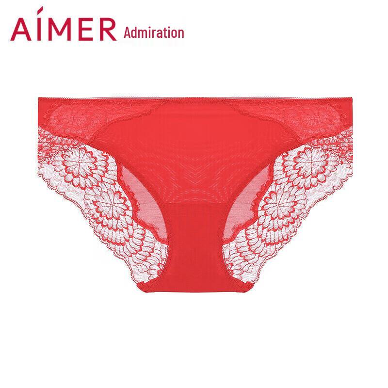 Aimer AM226941 Festive Red Lace Mid-Waist Briefs
