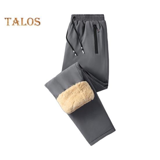 

Зимние мужские брюки из плотного флиса с эластичной резинкой на талии, сохраняющие тепло, с карманами на молнии, однотонные теплые спортивные рабочие брюки для путешествий M серый