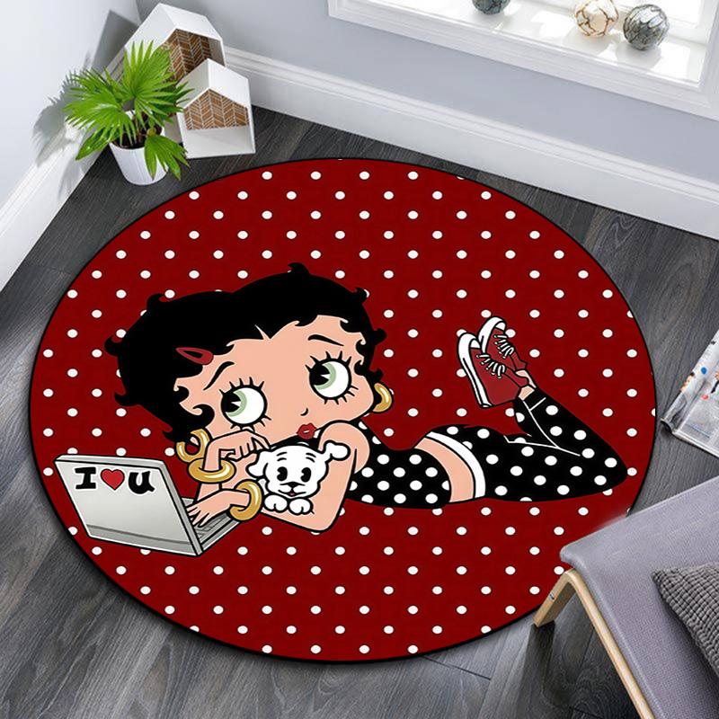 Betty Boop Round Area Rug,Carpet Rug for Living Room Bedroom Sofa Playroom Decor,Non-slip Floor Mat
