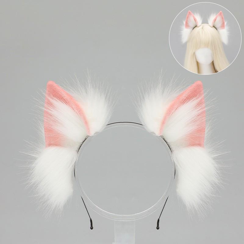 Handmade Kawaii Lolita Wolf Ear Headband Plush Animal Ears Cosplay Accessory Anime Convention