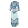 Dresses For Womens Vintage Print Tunic Waisted Midi Dress Summer Casual 3/4 Sleeve Dress