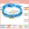 Stylish Handcrafted Bracelet Set With Waterproof Wax Thread And Alloy Sunflower Beads