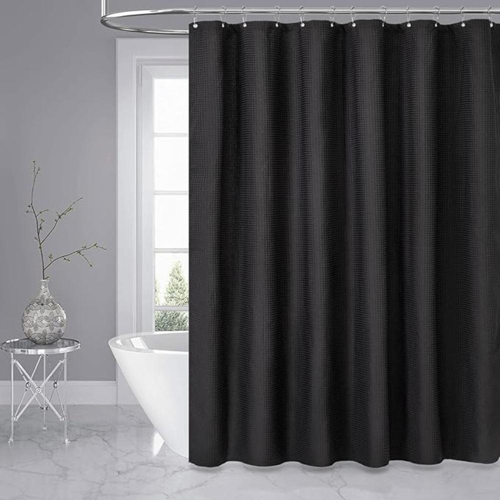Solid Color Plain Waffle Shower Curtain Mildew-proof Bathroom Partition Curtain  Toilet