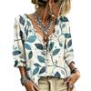 Women's Casual V-Neck Ruffle Tie Printed Blouse