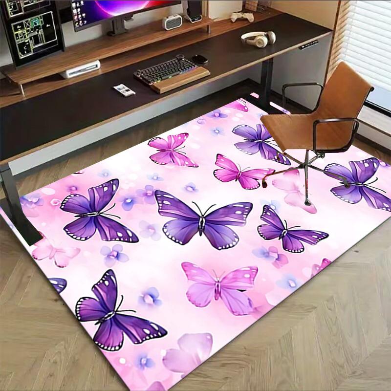 1PC Butterflies Flowers Non-Slip Floor carpet, Office, family, bedroom, Studio - Large Area Rug, Vibrant Colors, Longlasting Material-X416